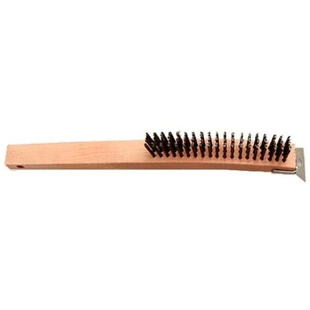 Gordon Brush 4x19 Row 0.013 CS Wire, 13-3/4 Wood Handle w Scraper Scratch Brush, PK12 414CSCG